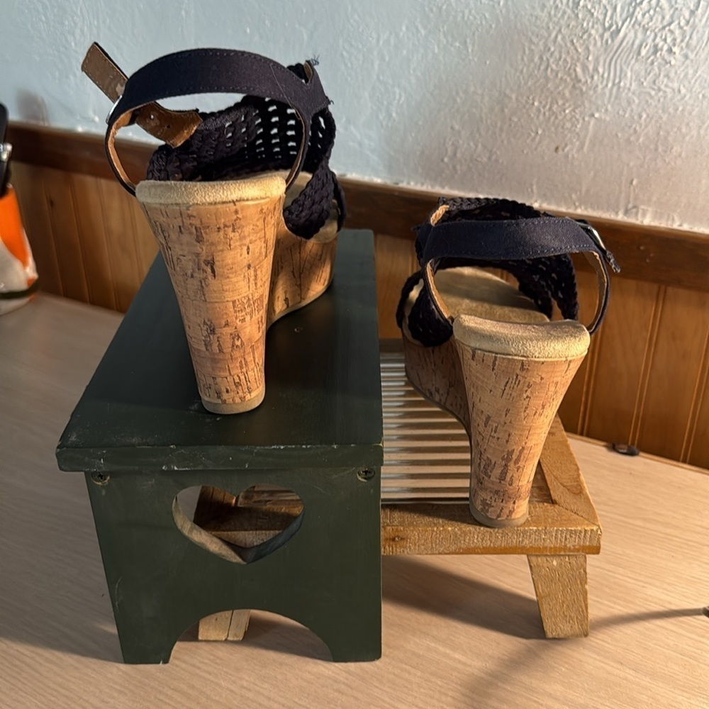 JellyPop Navy Macrame Cork Platform Wedges - Picture 3 of 9